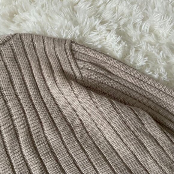 Stylisy Ribbed Flared Knit Sweater Beige - Picture 5 of 6